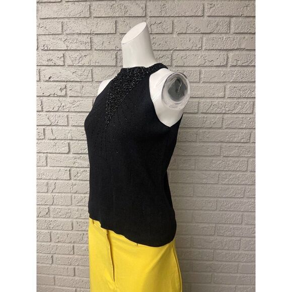 Joseph A Black Silk Beaded Halter Top Size L - Picture 3 of 9